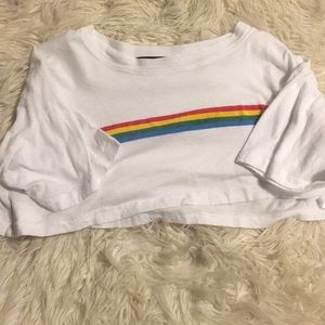 CROPED white colorful top